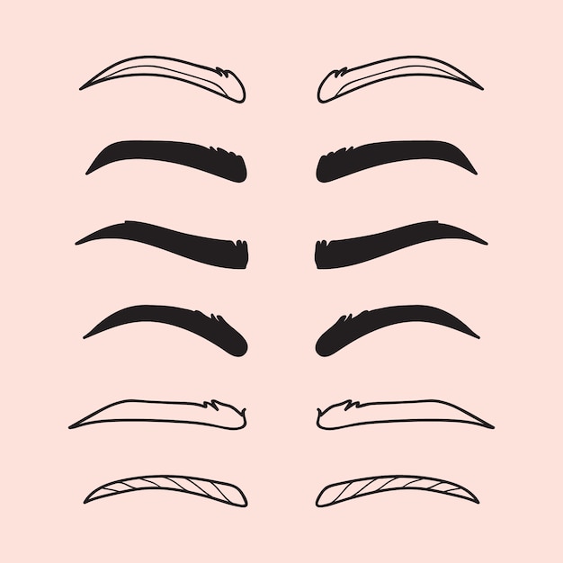 Vector hand drawn eyebrows cartoon illustration