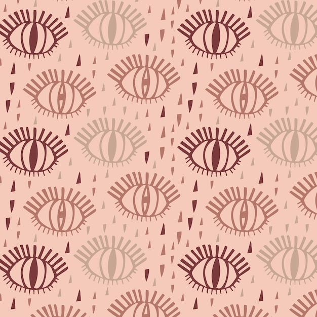 Vector hand drawn eyes mystical seamless pattern. evil eye symbol art.