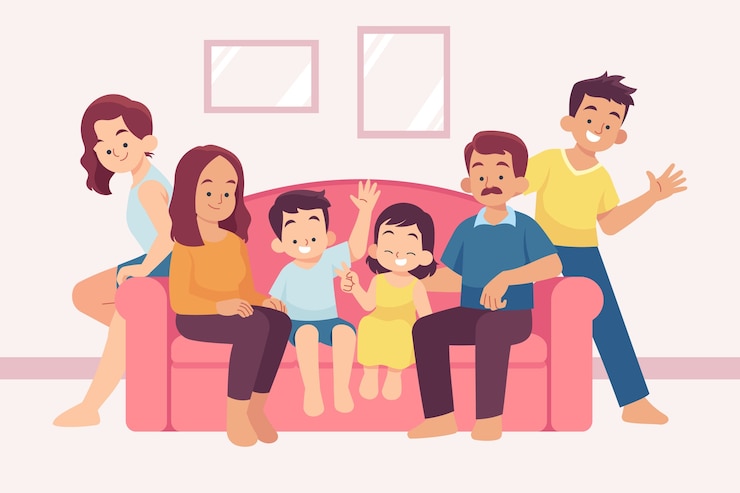 Vector 손으로 그린 이산가족 상봉 그림