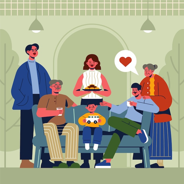 hand drawn family reunion illustration