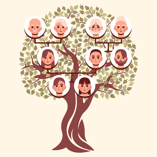 Vector hand drawn family tree diagram