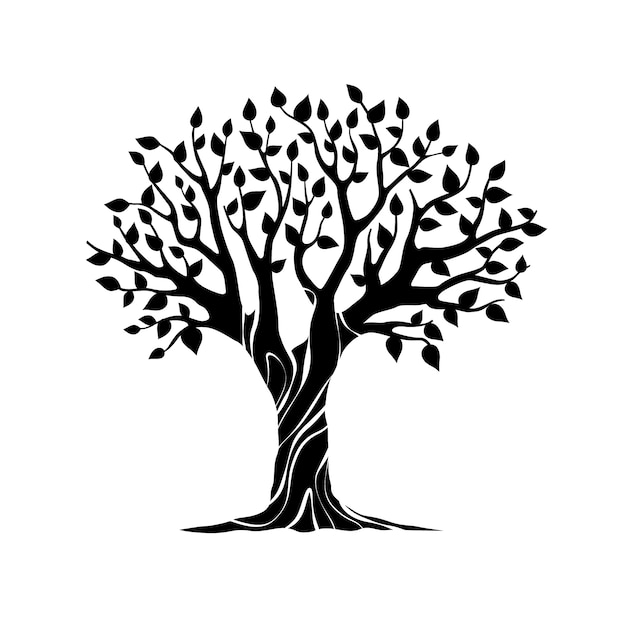 Vector hand drawn family tree silhouette