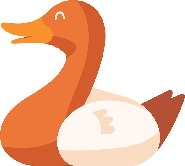 Hand drawn farm duck in flat style isolated on background