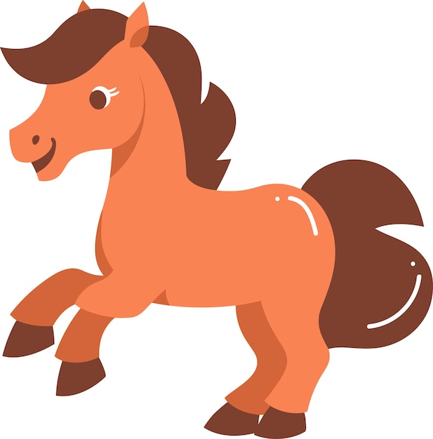 Hand Drawn farm horse in flat style isolated on background