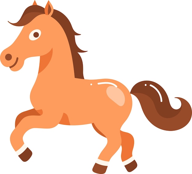 Hand Drawn farm horse in flat style isolated on background