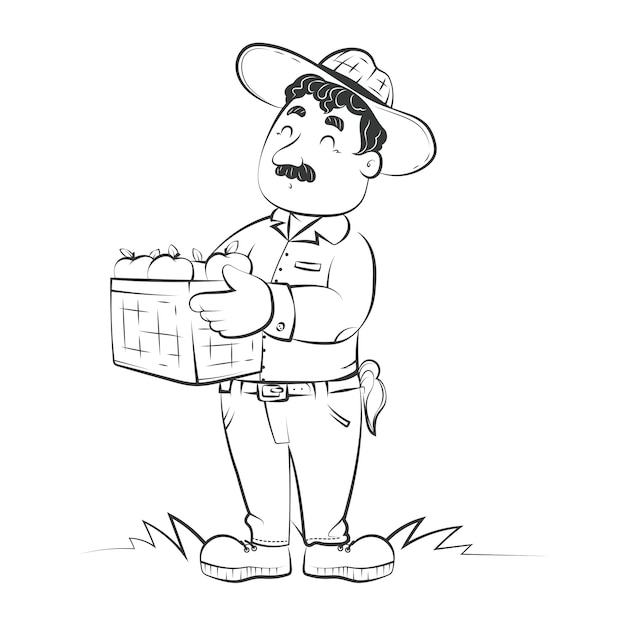 Vector hand drawn farmer  drawing illustration