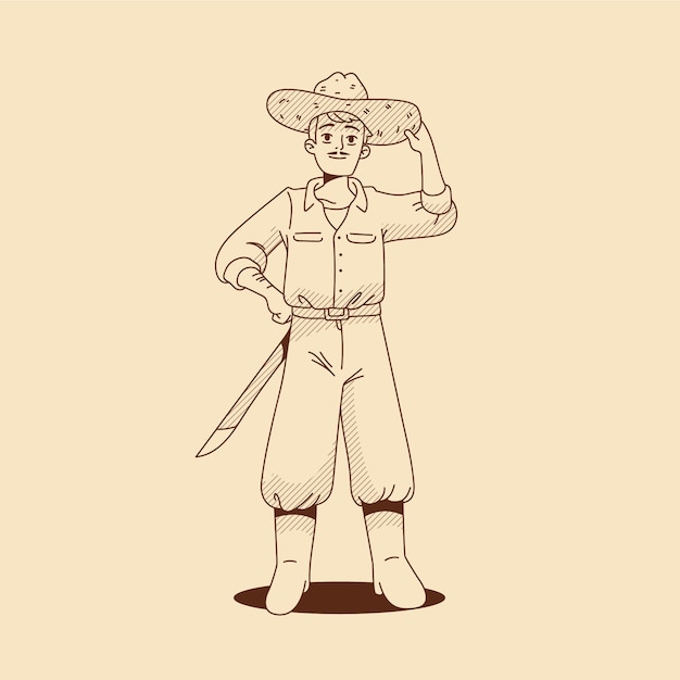 Hand drawn farmer  drawing illustration