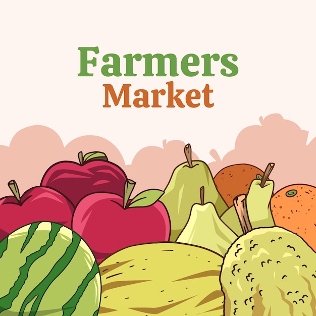 Vector hand drawn farmer's market illustration