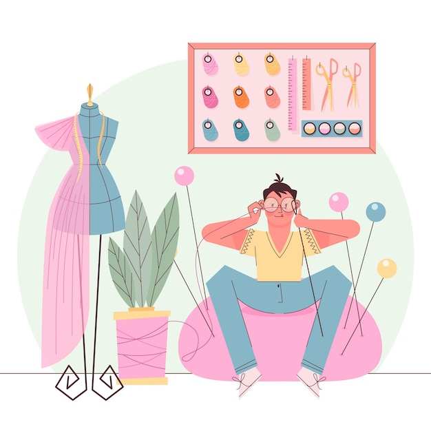 Hand drawn fashion designer illustrated