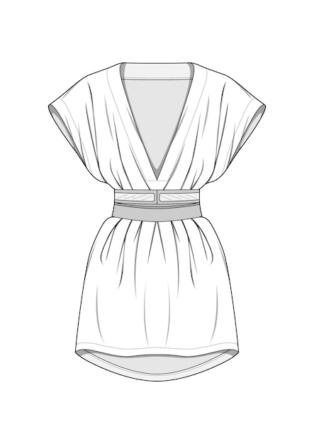 hand drawn fashion elegant style sketch cloth dress outline illustration