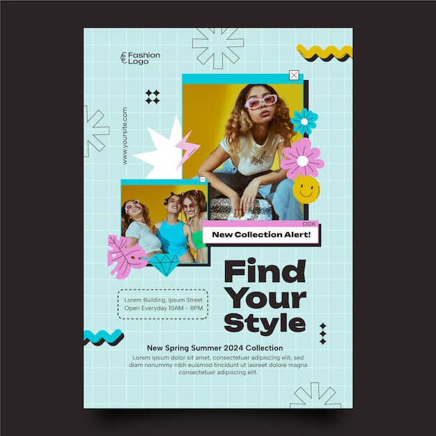 Vector hand drawn fashion  poster template