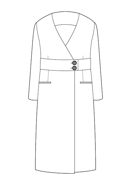 hand drawn fashion style sketch cloth coat jacket trench outline illustration