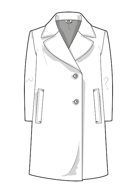 Vector hand drawn fashion style sketch cloth coat jacket trench outline illustration