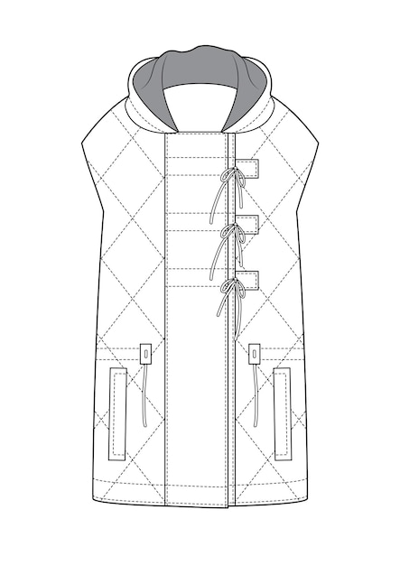 Вектор Ручной рисунок стиля моды эскиз ткань вниз куртки контур иллюстрация