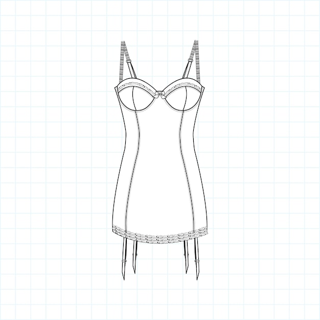 hand drawn fashion style sketch cloth dress outline illustration