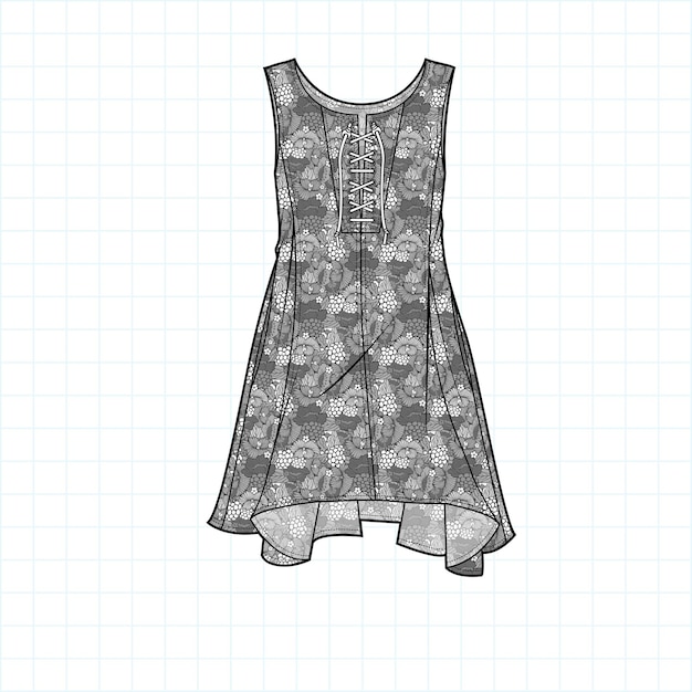 hand drawn fashion style sketch cloth dress outline illustration