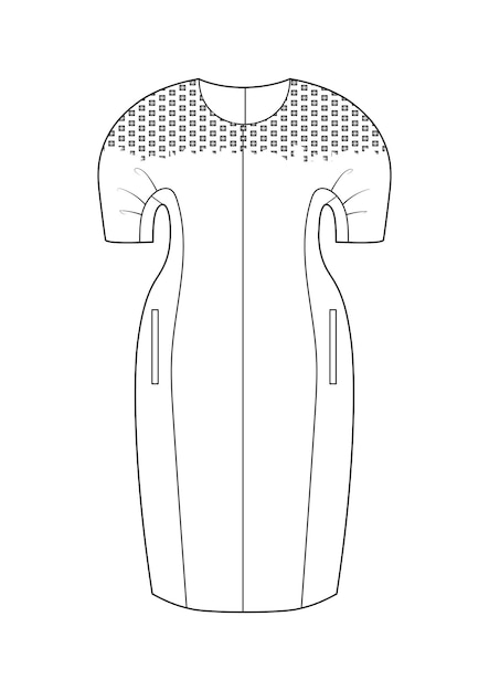 hand drawn fashion style sketch cloth elegant dress outline illustration