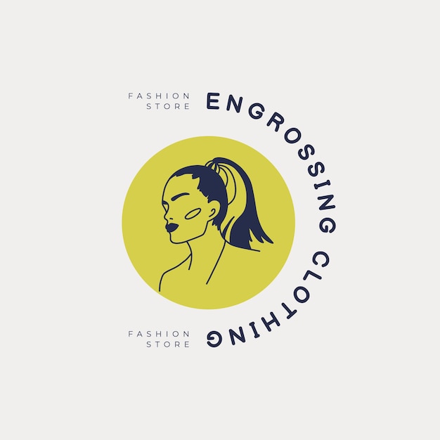 hand drawn fashion woman logo template