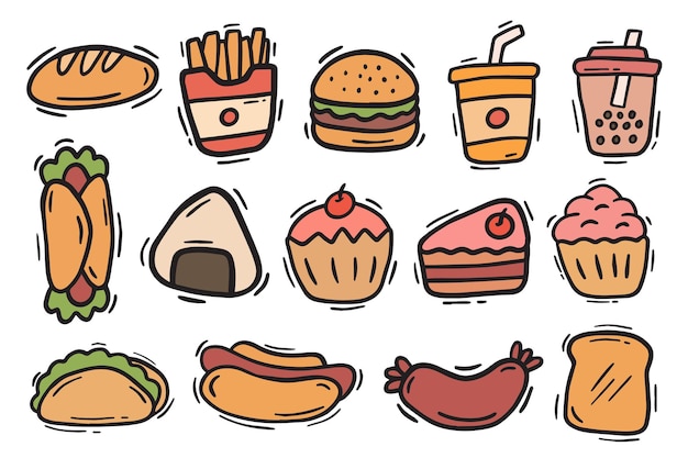 Elemento di doodle disegnato a mano fast food