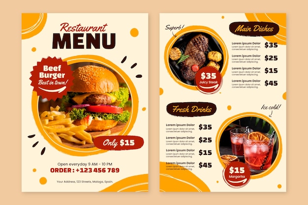 Vector hand drawn fast food menu