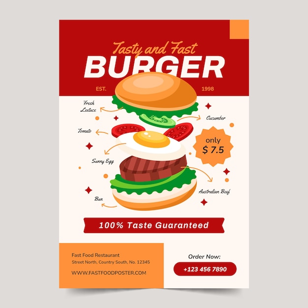 Vector hand drawn fast food poster