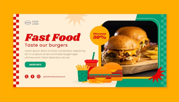 Vector hand drawn fast food sale banner template