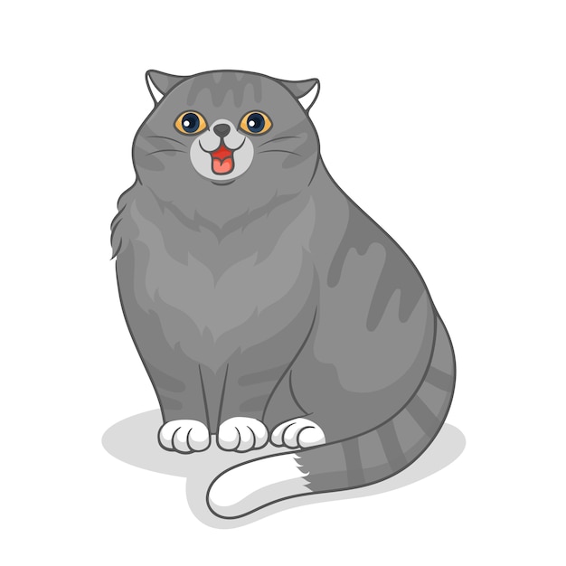 Premium Vector | Hand Drawn Fat Cat Cartoon Illustration