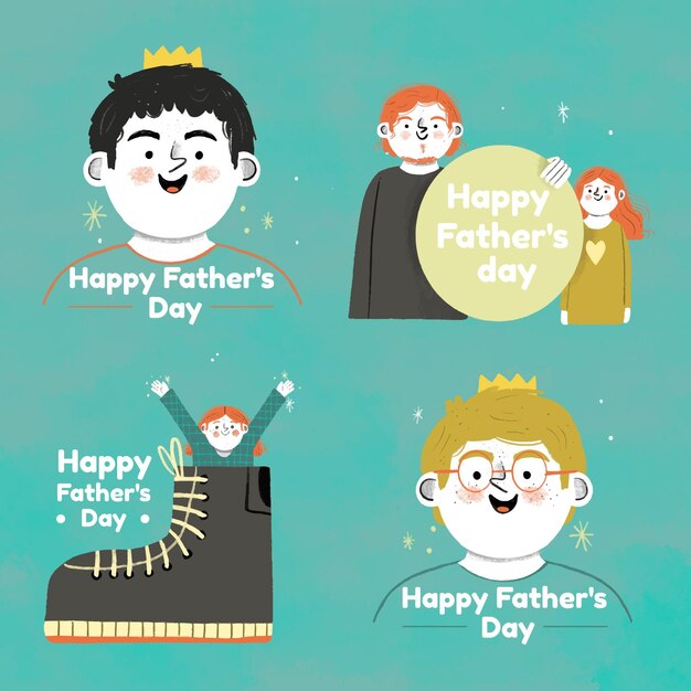 Vector hand drawn father's day badge collection