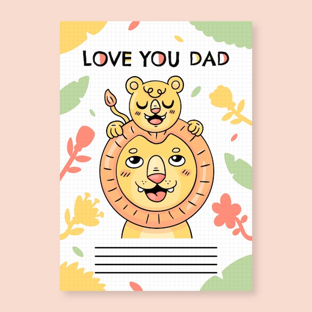 Vector hand drawn father's day greeting card template