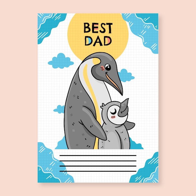 Hand drawn father's day greeting card template