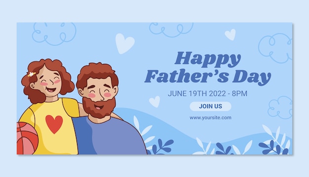 Vector hand drawn father's day horizontal banner