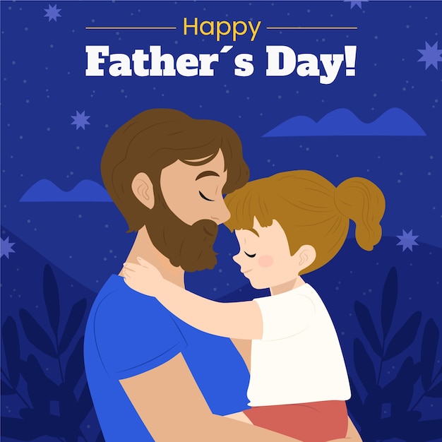 Vector hand drawn father's day illustration with kid