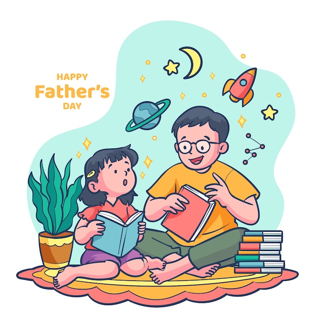 Hand drawn father's day illustration