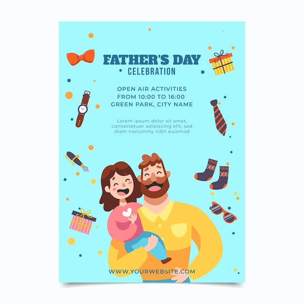 Hand drawn father's day vertical poster template