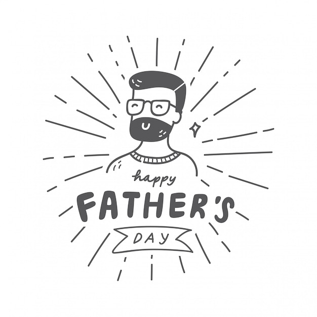 Hand drawn Father's day vintage emblem