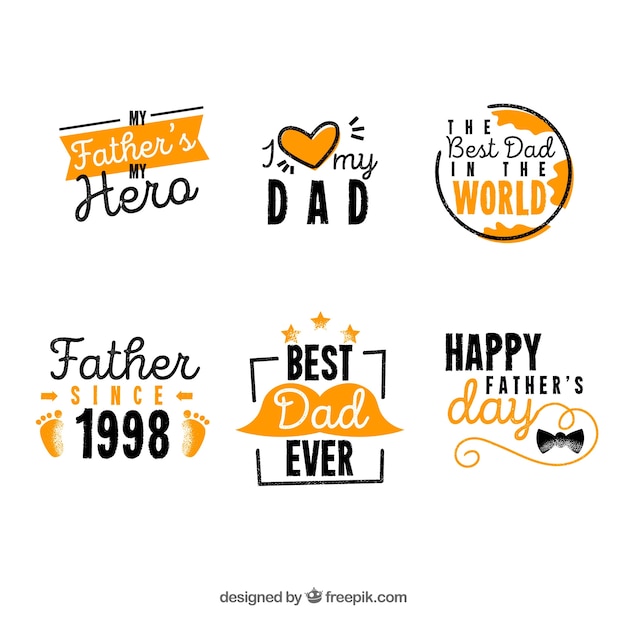 Vector hand drawn fathers day label collection