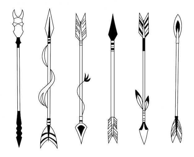 Vector hand drawn feather arrow