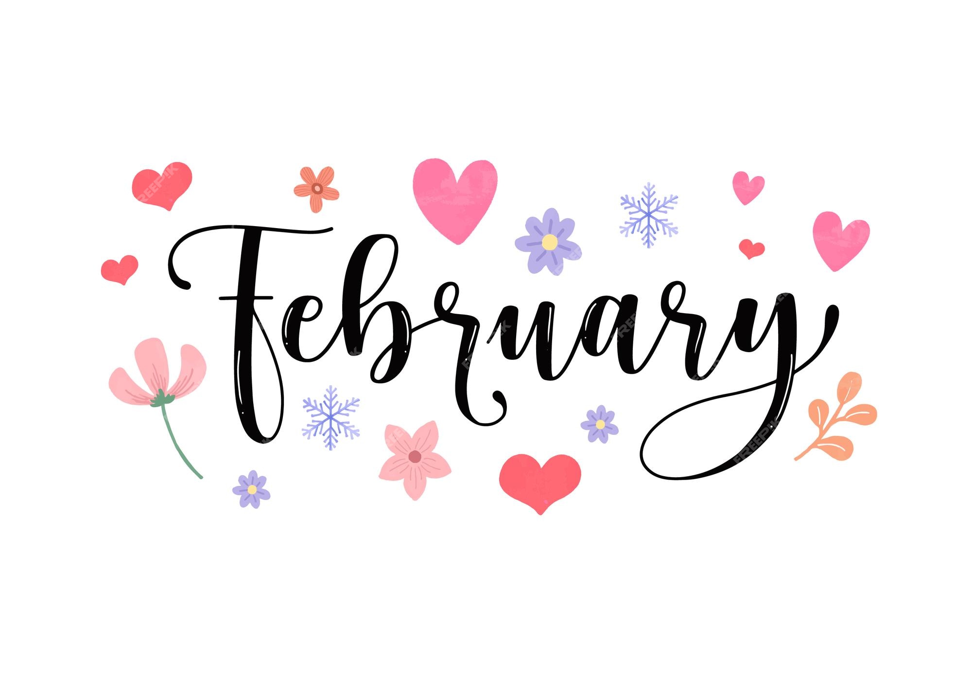Premium Vector Hand drawn february month lettering valentine for