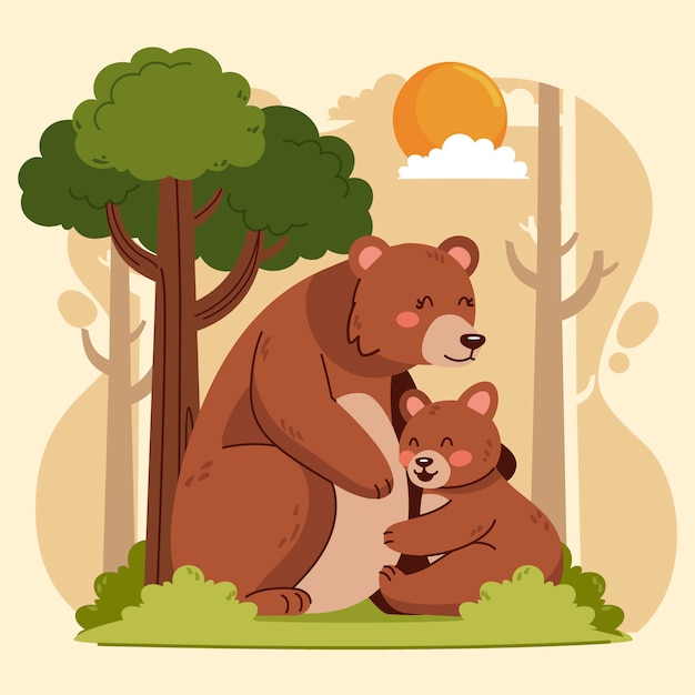 Vettore illustrazione disegnata a mano dell'orso femminile