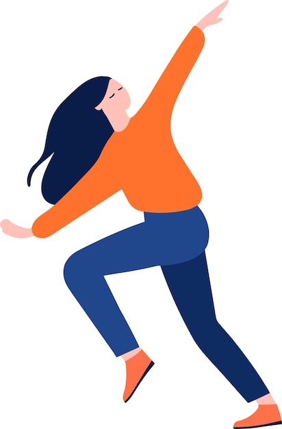 Hand drawn female character doing yoga or meditating in flat style isolated on background