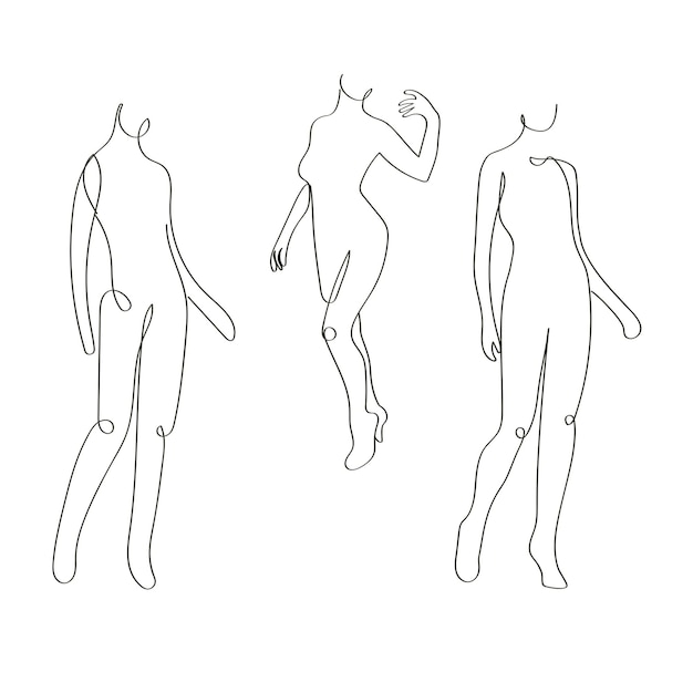 Vector hand drawn females figure elegantly continues line drawing artwork