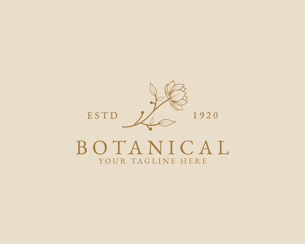 Logo botanico floreale minimale di bellezza femminile disegnato a mano per il marchio di cura dei capelli del salone della stazione termale