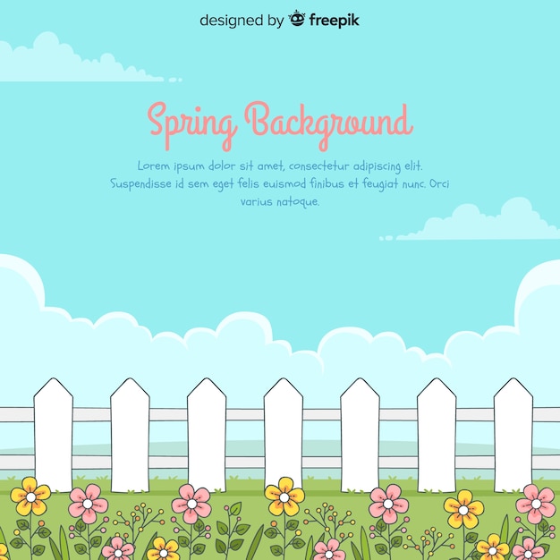 Hand drawn fence spring background