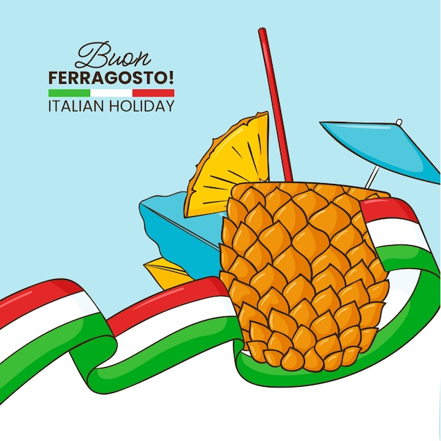 Vettore illustrazione disegnata a mano di ferragosto