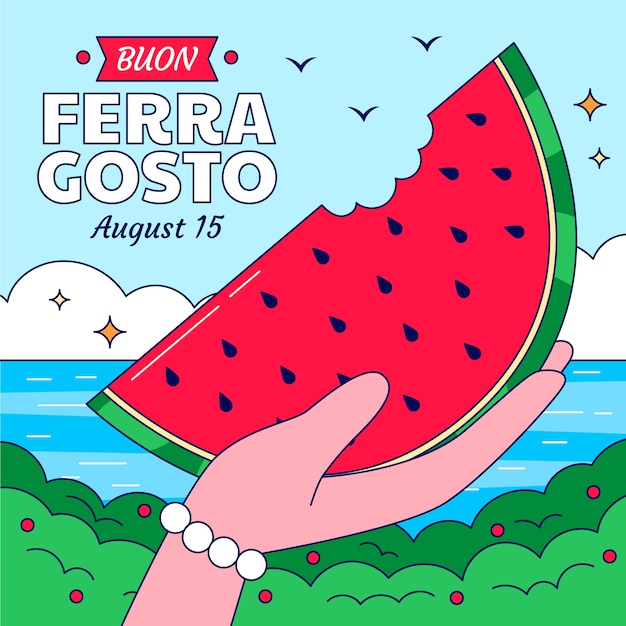 Vettore illustrazione disegnata a mano di ferragosto