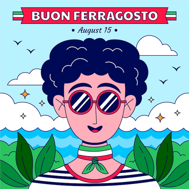 Vettore illustrazione disegnata a mano di ferragosto