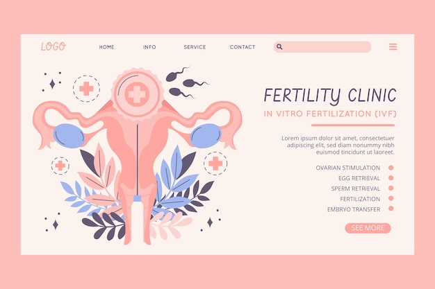 Vettore pagina di destinazione della clinica per la fertilità disegnata a mano