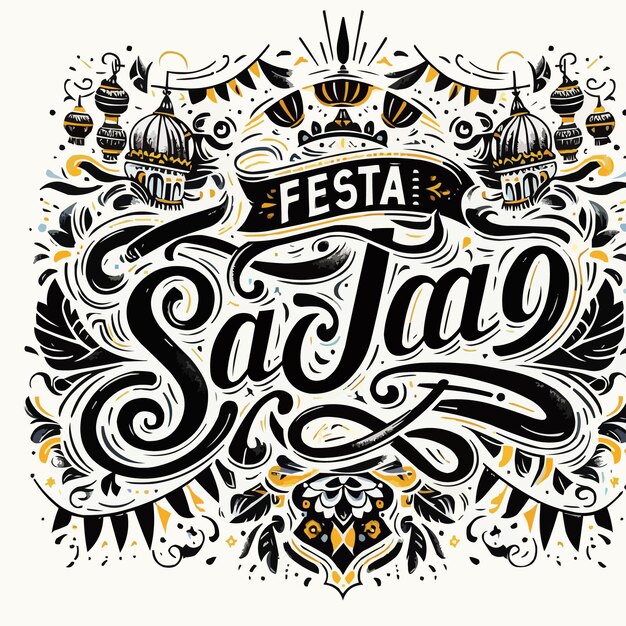 Vector hand drawn festa de sao joao lettering