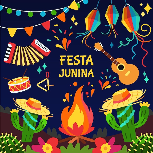 Hand drawn festa junina illustration