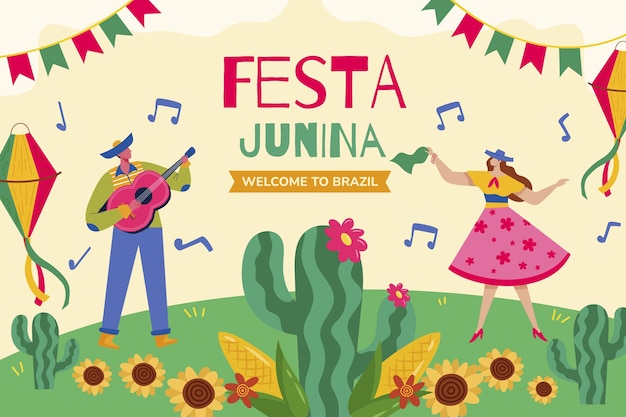 Hand drawn festas juninas background